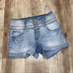 High Wasted Cuff Jean Shorts